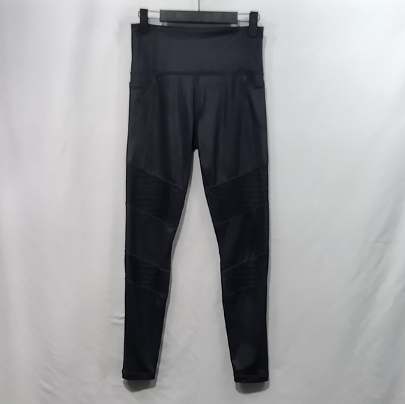 Athleta Inclination Moto Tight Women's XS Black Glitter Workout Gym Running - Picture 3 of 11